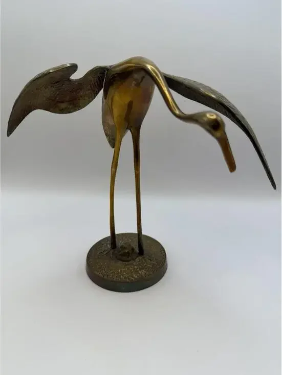 Set Of 2 Vintage Brass Egret Herons MCM Korea - Picture 6 of 8